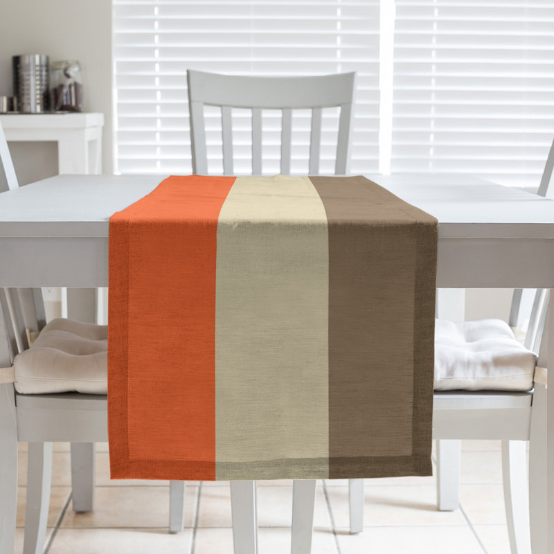 Chemin de table, 90 po x 16 po, Orange / crème / doré, Seattle