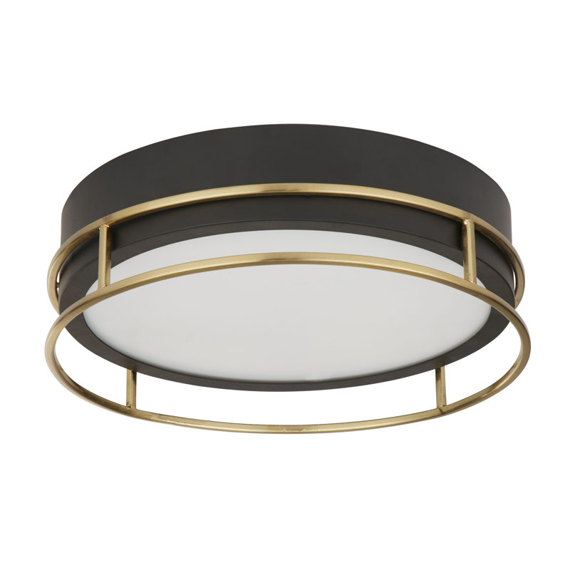 Averie Glass Flush Mount, Black/Brass