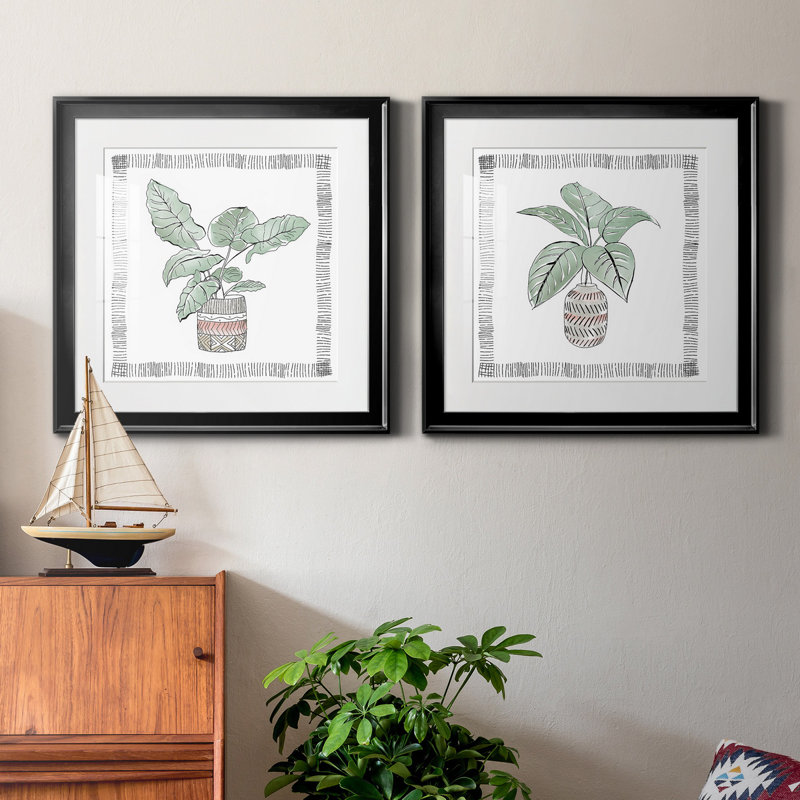 Elephant Ear - ensemble de 2 reproductions de cadres photo, Noir, H 26,5 po x l 53 po x P 1,5 po