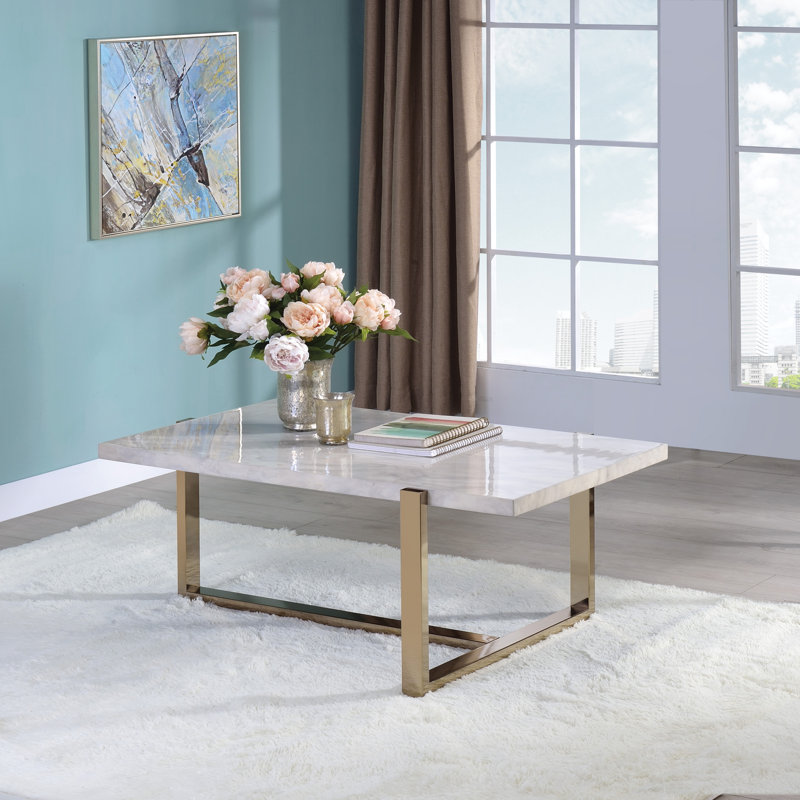 Coffee Table, Engineered Stone Top & Champagne