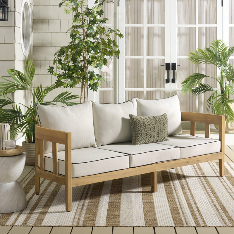 Canapé de patio 3 places Dasmon, Oak / Ivory Black