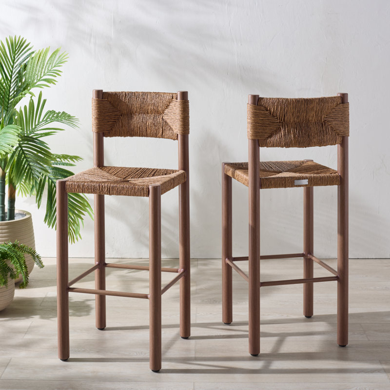 Romona Rattan Weaving Outdoor Barstool, Brown
