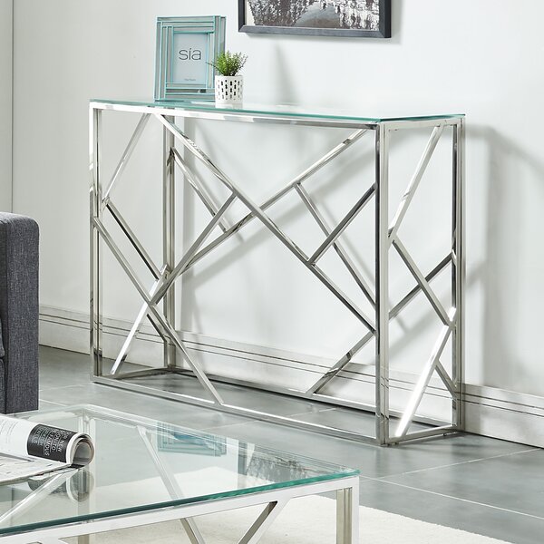 House Of Hampton® 39.5'' Glass Top Console Table & Reviews 