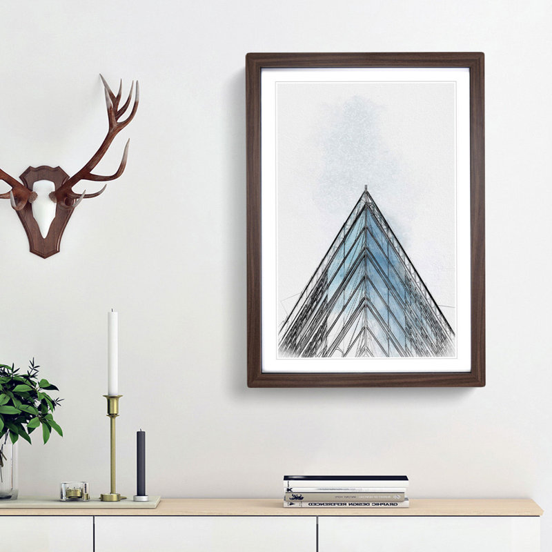 Sketching the Architecture Vol.60 - Picture Frame Drawing Print, Walnut Framed, 65cm H x 48cm W x 2cm D