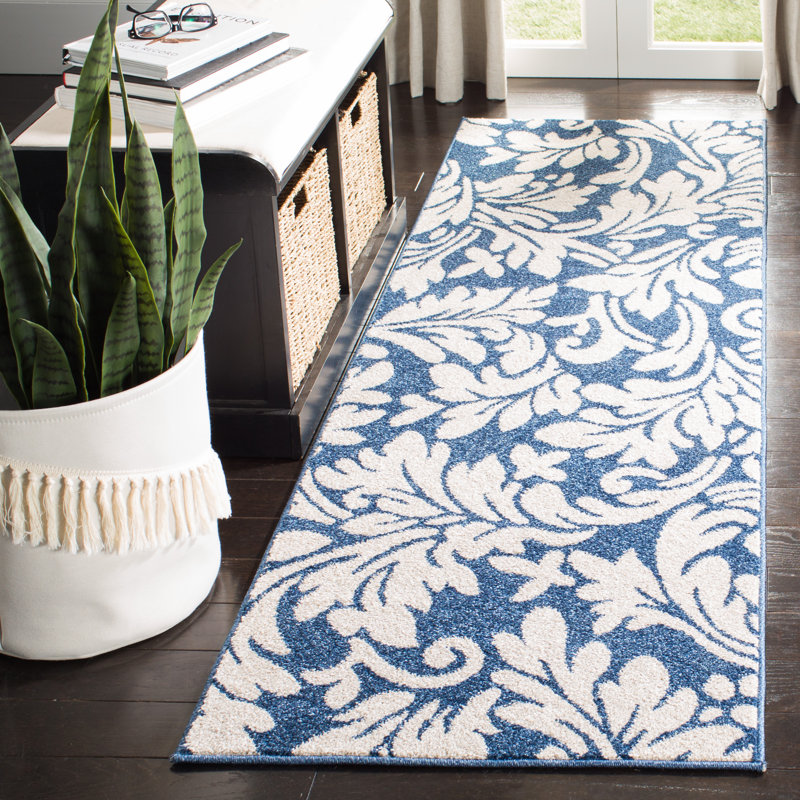 Ammundsen Floral Navy/Ivory Area Rug, Runner 2'3" x 7'