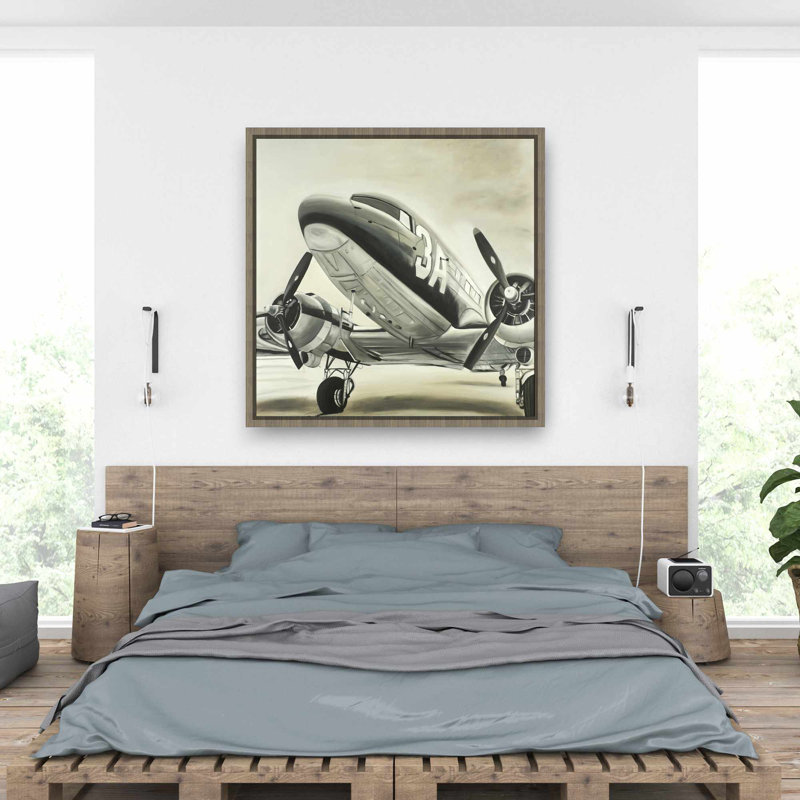 Vintage Airplane - Framed Canvas | Transportation