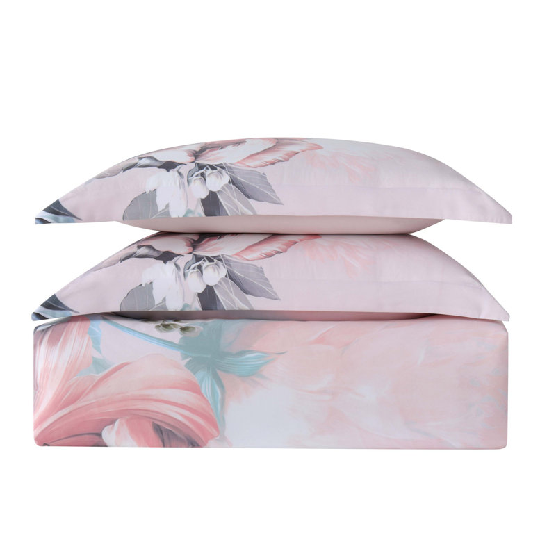 Ensemble d'édredon à motif floral Christian Siriano, Édredon pour lit simple TG + 1 taie décorative
