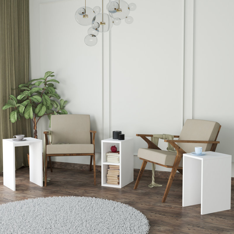 Fika 3-in-1 Nesting Coffee Table Set Modern Rectangular Coffee Tables & Side Tables for Living Room | Space-Saving Versatile Design