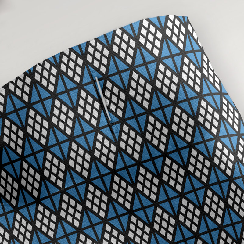 Rideau de douche simple hexagonal classique, Diamond and Lattice, Blue Geometric 1