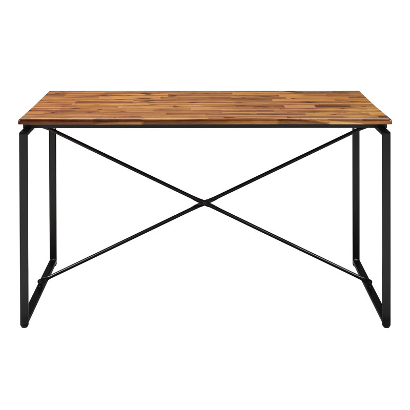 Table de salle à manger de style industriel avec base en bois massif et plateau en bois massif, H 28 po x l 30 po, L 47 po, H 28 po x l 47 po