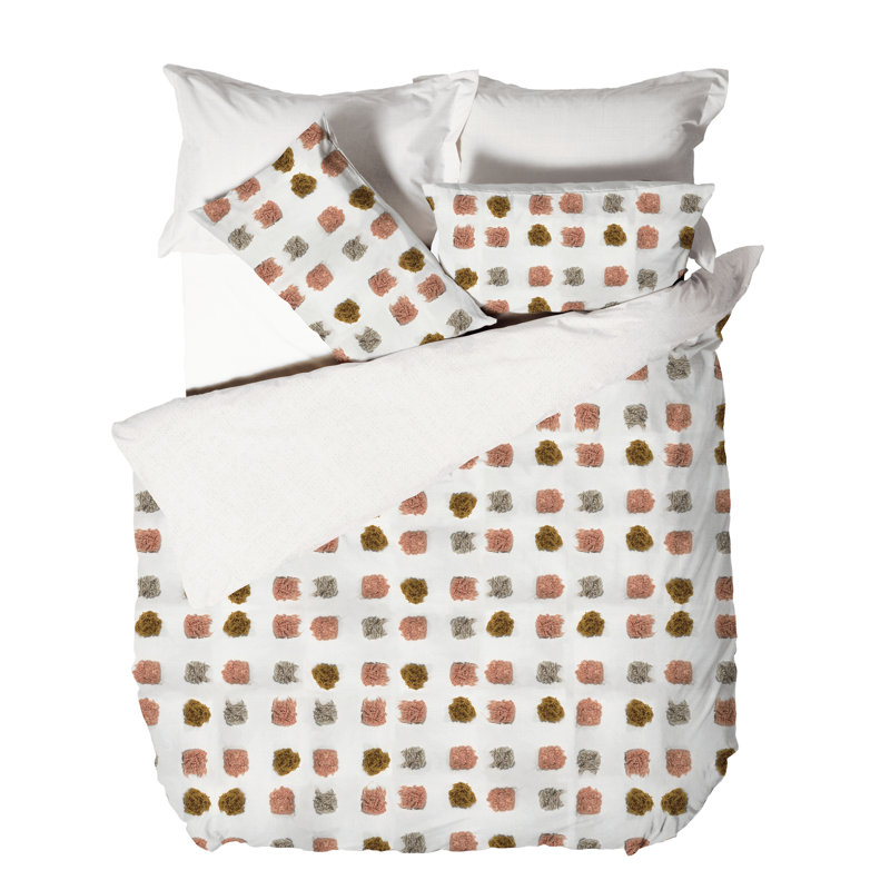 Haze 156 TC Duvet Cover Set, Pink/Sand, King Duvet Cover + 2 Standard Pillowcases
