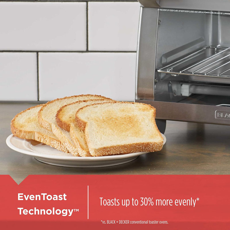 Black and Silver 4-Slice Digital Toaster Oven with Broiler