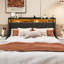 Dark Grey Bed Frame With Led & 4 Under Storage Slots - Queen Bed, Headboard Drawers,