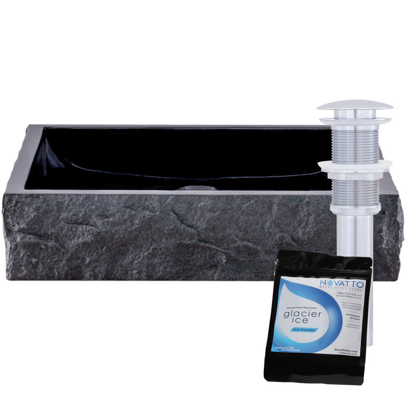 Novatto 18'' Granite Square Bathroom Sink, Chrome