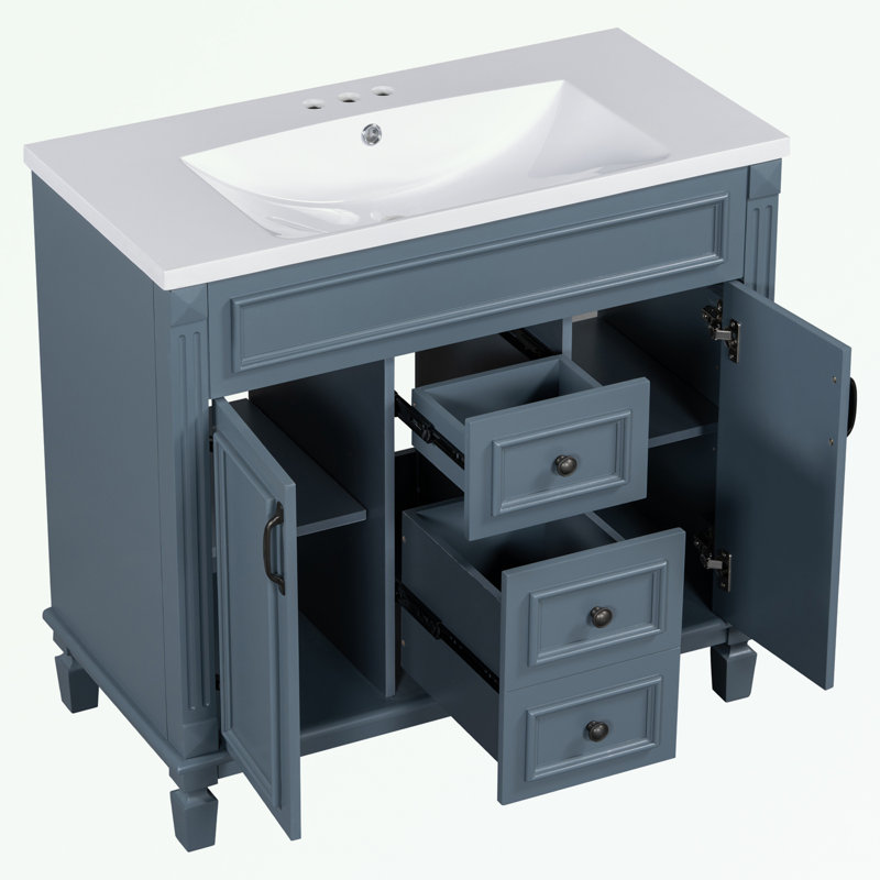 Rangement pour salle de bain Tameisha, Bleu