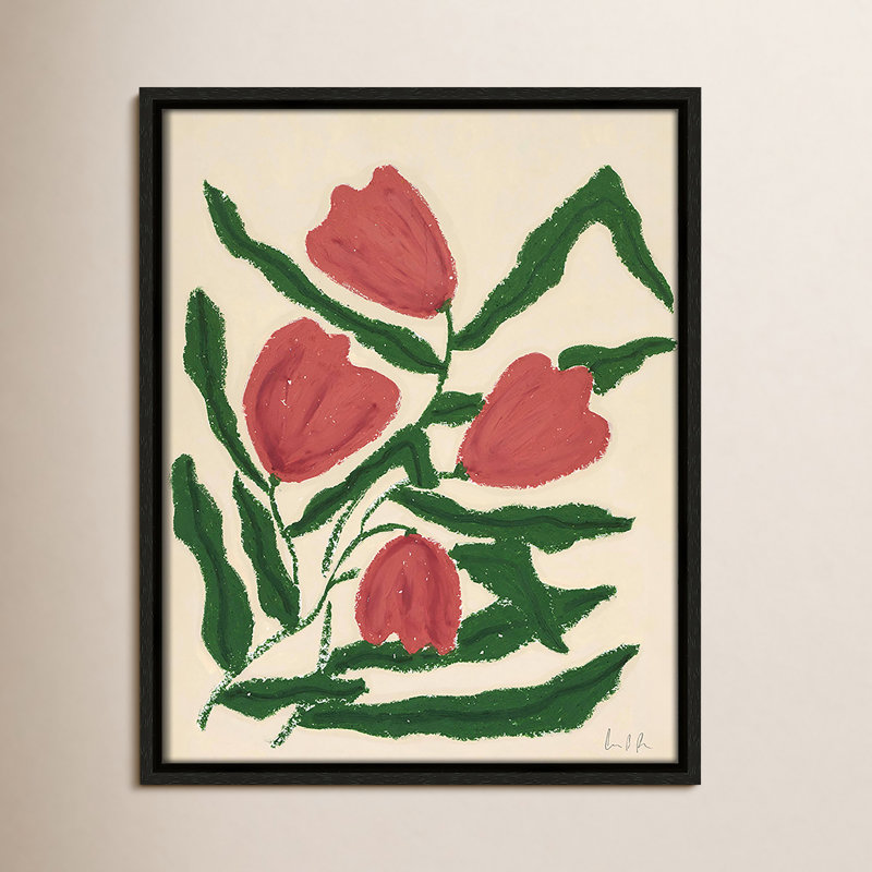 «Colette Red Tulips Print» par Camilla Bergqvist, Espresso, H 15,5 po x l 12,5 po