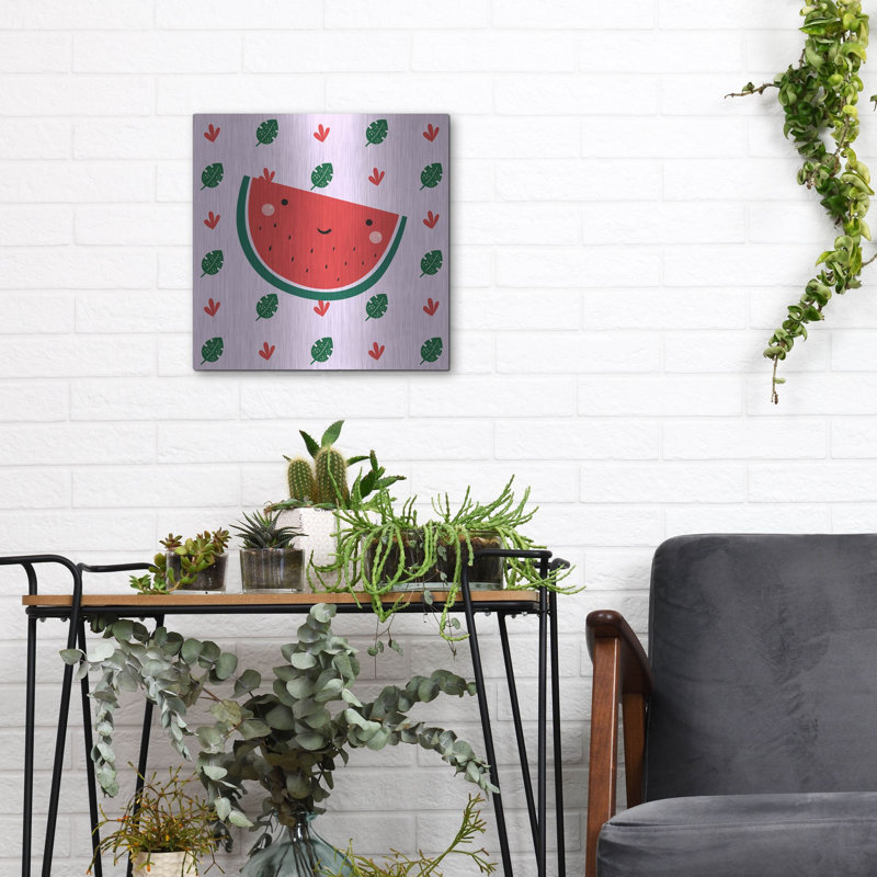 «Cute Watermelon» par Luxe Portfolio, art mural en métal, H 12 po x l 12 po
