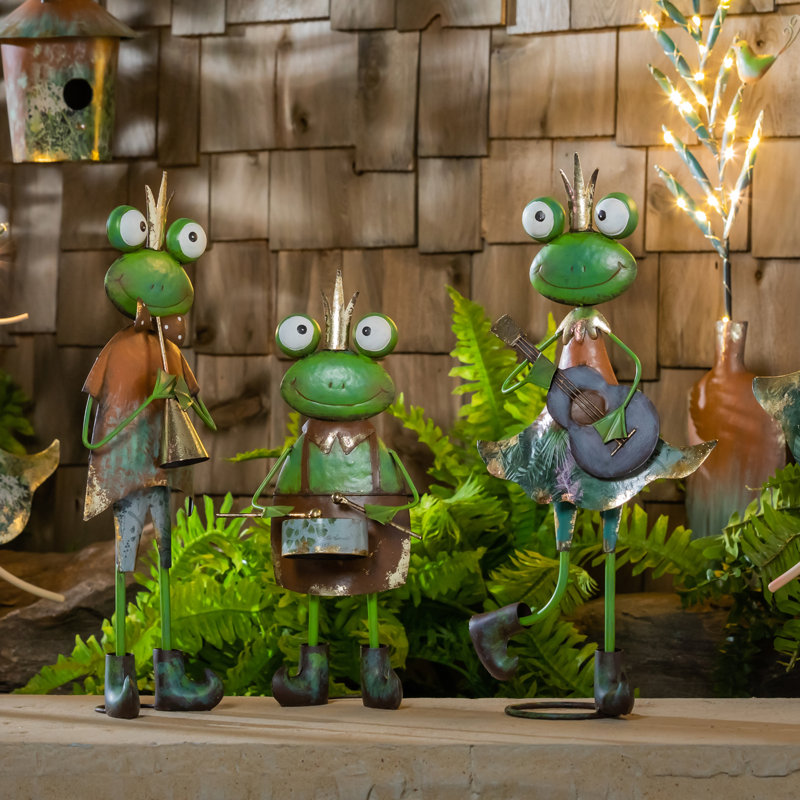 Statuette de jardin grenouille en métal Javoris
