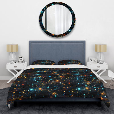Ensemble de housse de couette Blue Quantum Matrix Vision Geometric I