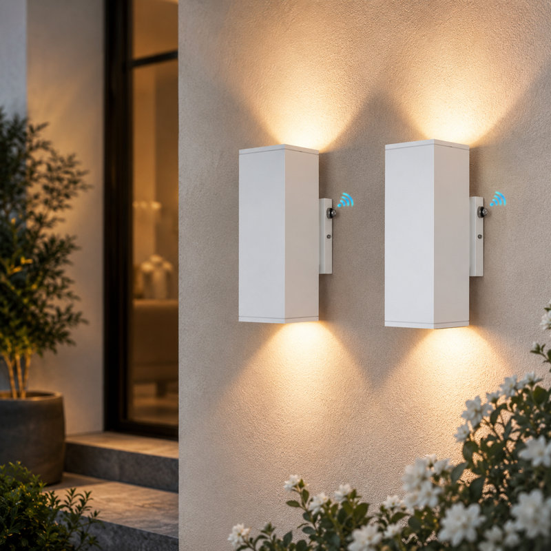 2-Pack LED Dusk to Dawn Wall Light, IP65 Waterproof Outdoor Wall Lantern, Aluminum Outdoor Armed Sconce for Patio, Doorway, Garage