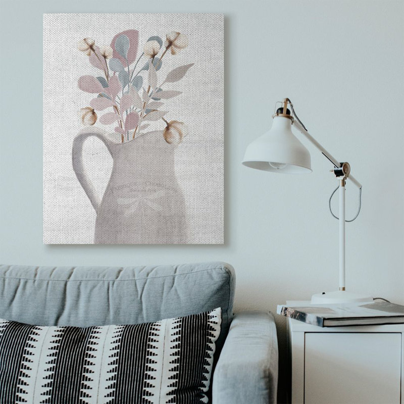 « fleur pots neutral painting », impression sur toile, Toile, H 48 po x l 36 po x P 1,5 po