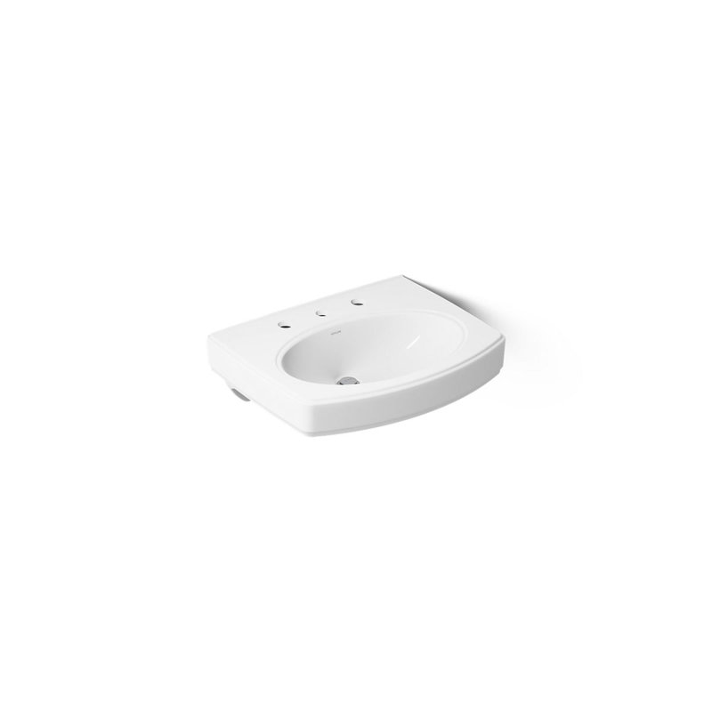 Pinoir® Vitreous China 22" Wall Mount Bathroom Sink with Overflow, White, 8" Centers