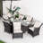 6 - Person Wicker Patio Dining Set With Rectangular Table , Cushions Included