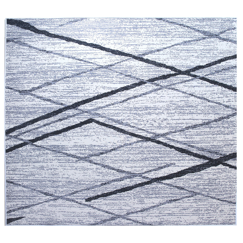 Modern Diamond Trellis Machine Washable Area Rug with Built-in Padding and Non-Slip Backing, Runner 2'6" x 8'