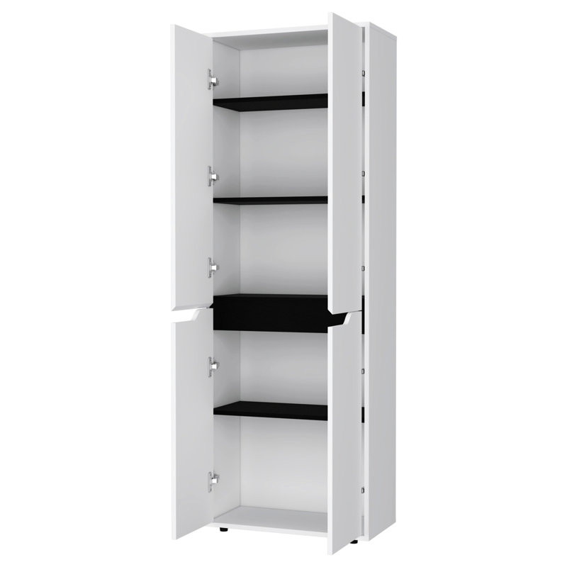Garde-manger blanc à 5 tablettes pour l'espace de cuisine - Méthode de rangement efficace pour deux armoires avec 5 tablettes en option