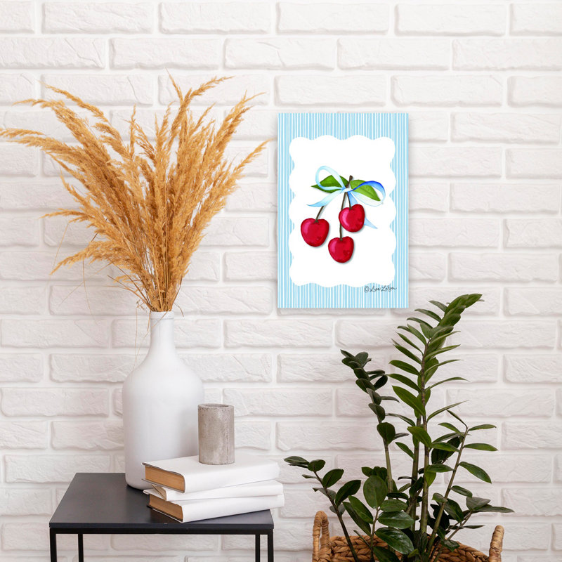Art mural contemporain fantaisie cerise, H 18 po x l 12 po