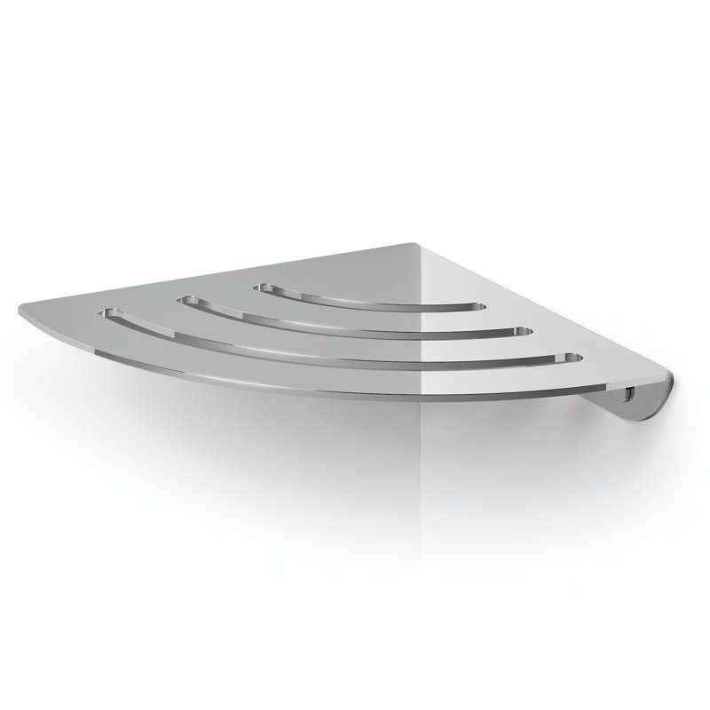 Rosa Metal Wall Mounted Corner Shower Shelf, Polished Stainless Steel