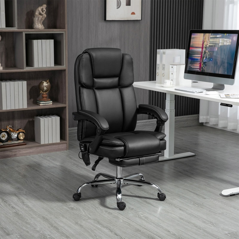 Fauteuil inclinable pivotant en simili cuir Gangarm, Similicuir noir