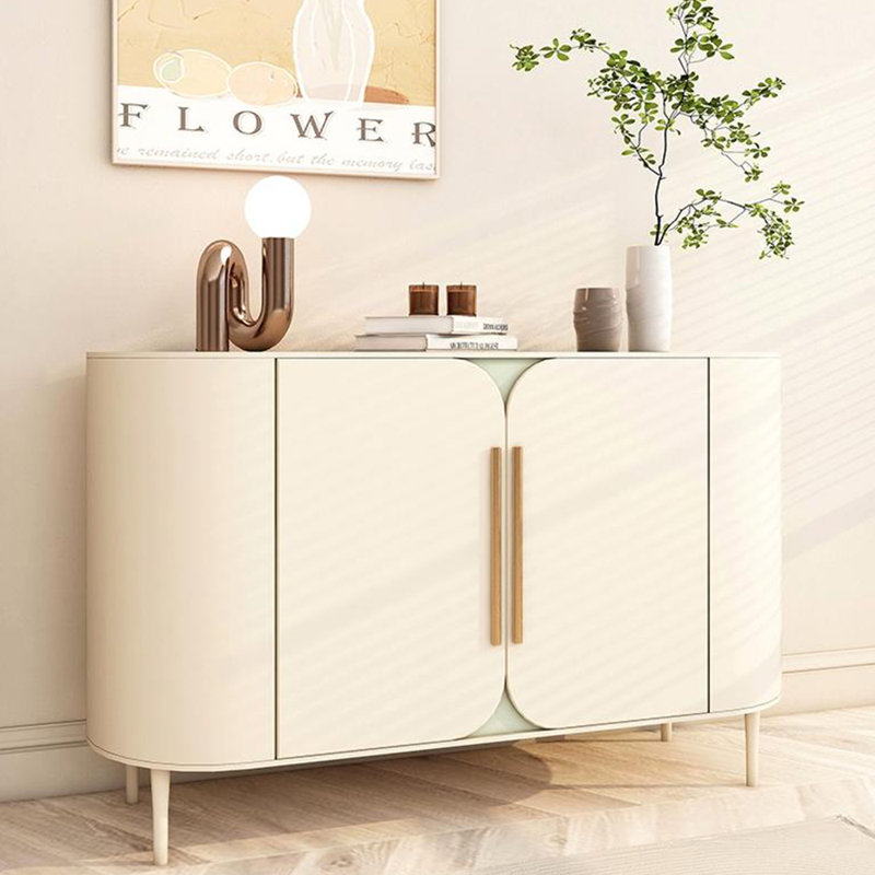 Armoire de rangement simple en bois massif de luxe léger, Beige