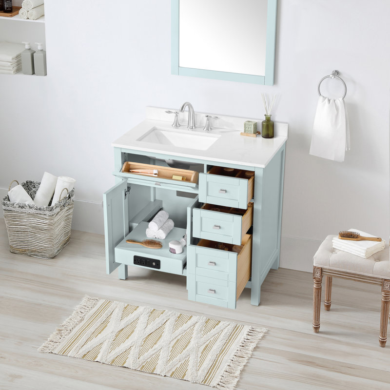 Juniper 36'' Freestanding Single Bathroom Vanity Set with Countertop and Sink, Mint Julep