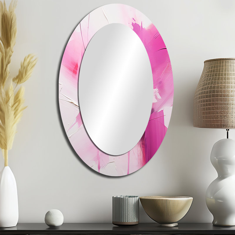 Or et mauve abstrait Fusion III - miroir mural ovale traditionnel, 36 po x 24 po