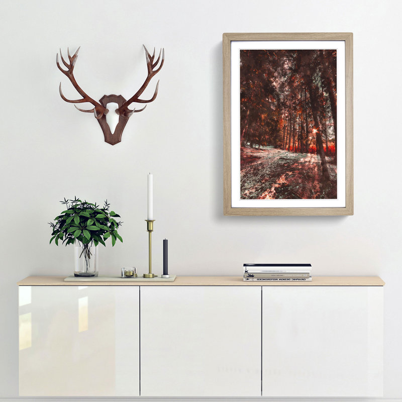 Forest Sunlight - Picture Frame Painting Print, 87cm H x 62cm W x 2cm D, Oak Framed