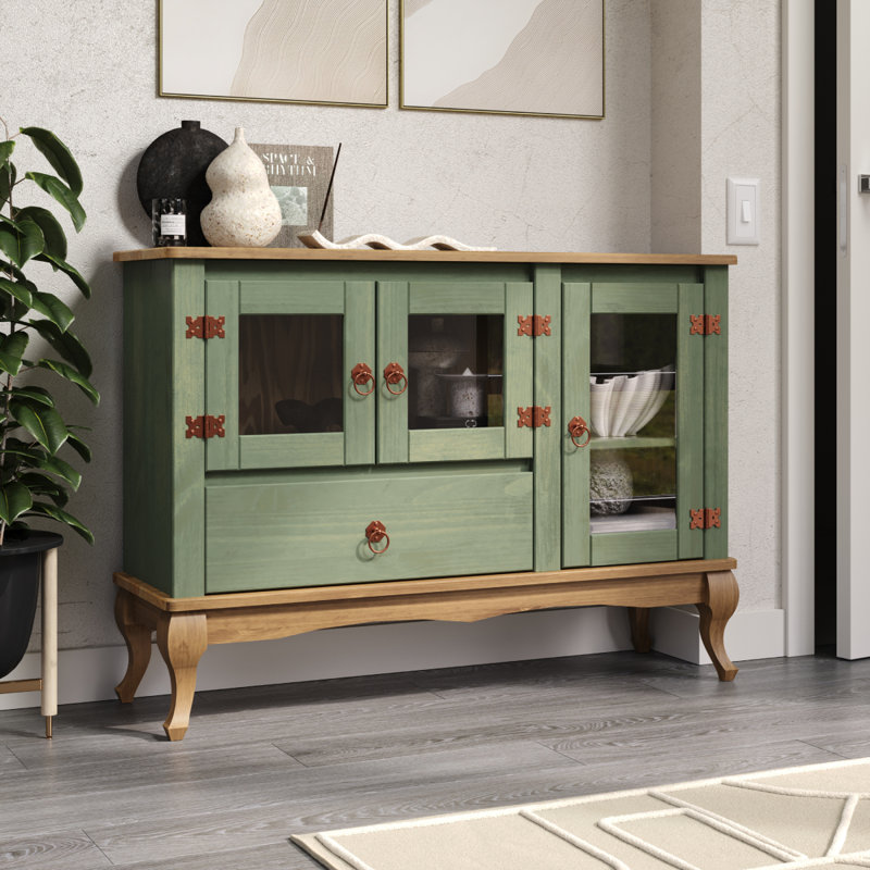 Wood Buffet Sideboard Distressed |, Green