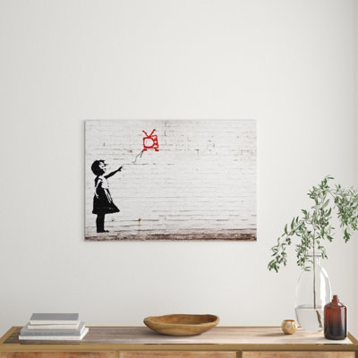 Banksy Girl with Red Balloon TV Graffiti Wall Art - Frameless Print