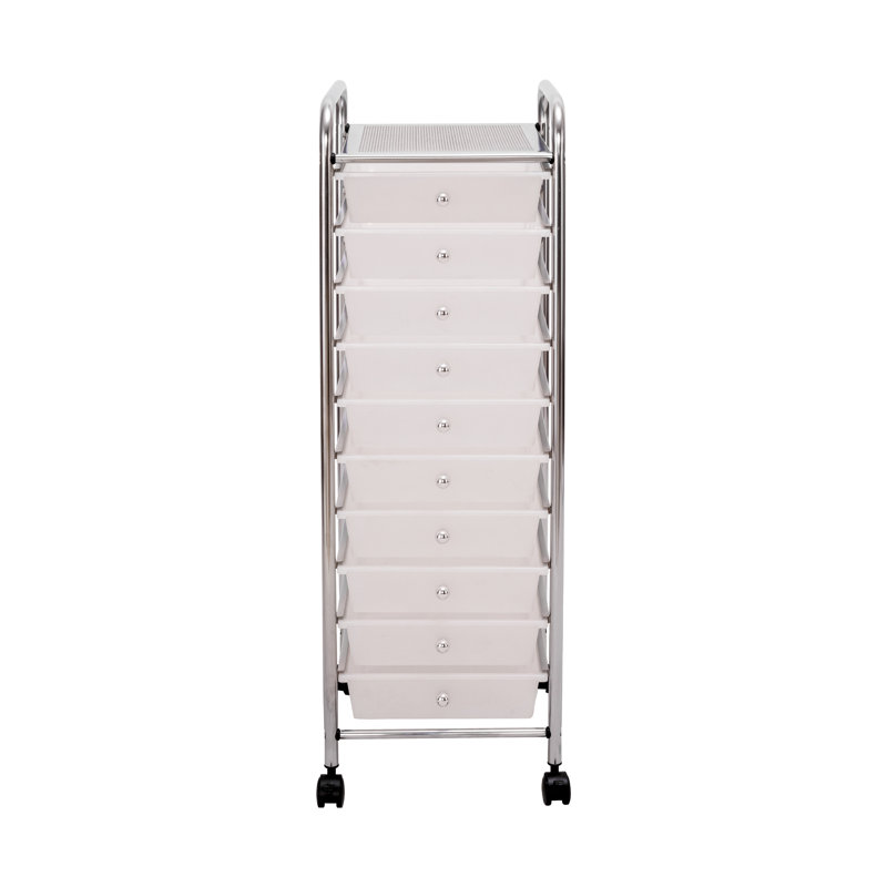 10 Drawer Storage Organizer Cart, Frosted White