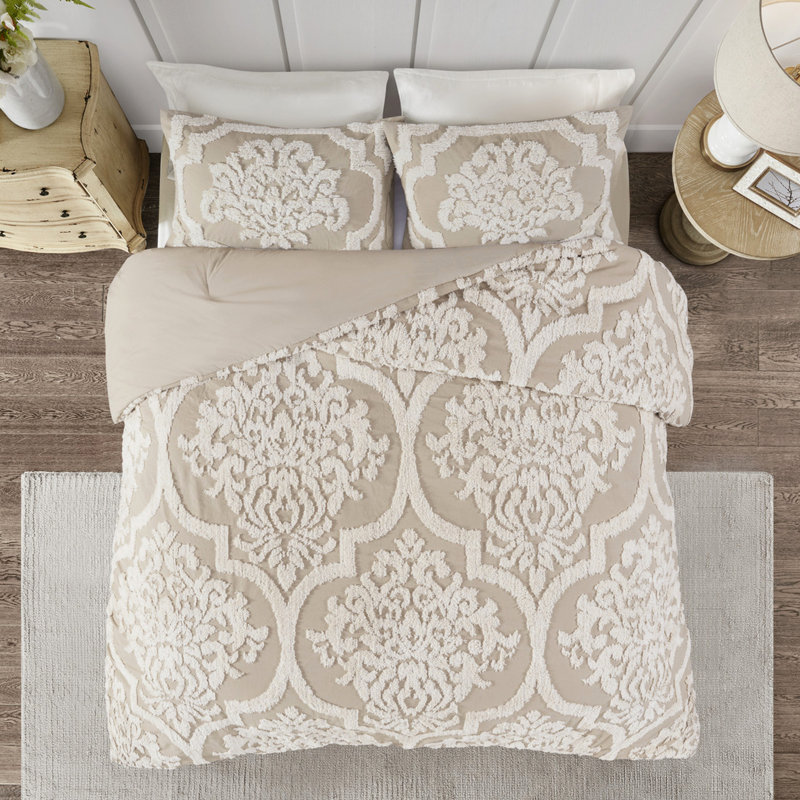 Édredon très grand / très grand taupe - Literie en chenille de coton 3 pièces, King Comforter, Taupe