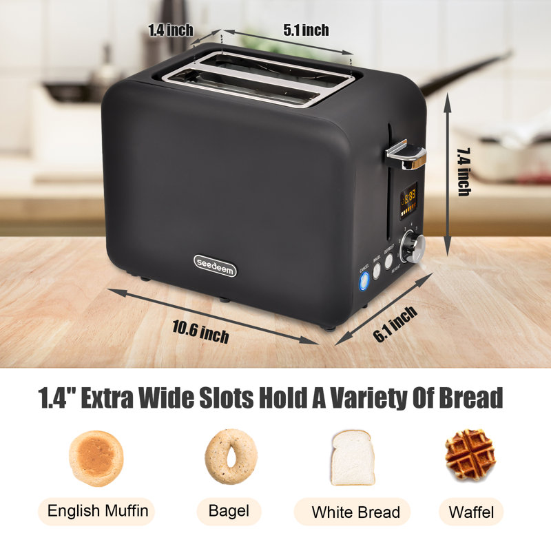 YUKOOL 2 Slice Toaster, Black