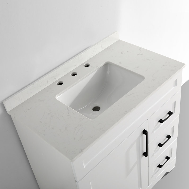 DodreHome 18.9'' White Marble Rectangular Bathroom Sink with Overflow