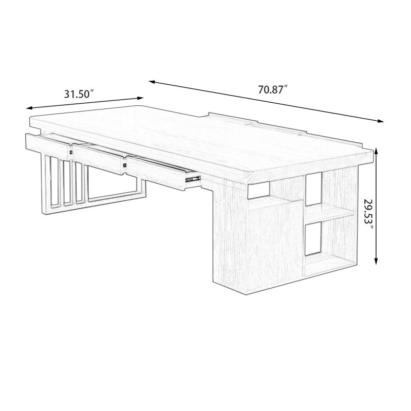 Rectangular Solid Wood desks, 29.53" H x 70.87" W x 31.5" D