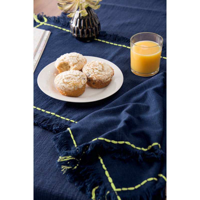 Chemin de table en coton Gwinner Cheryl, Bleu