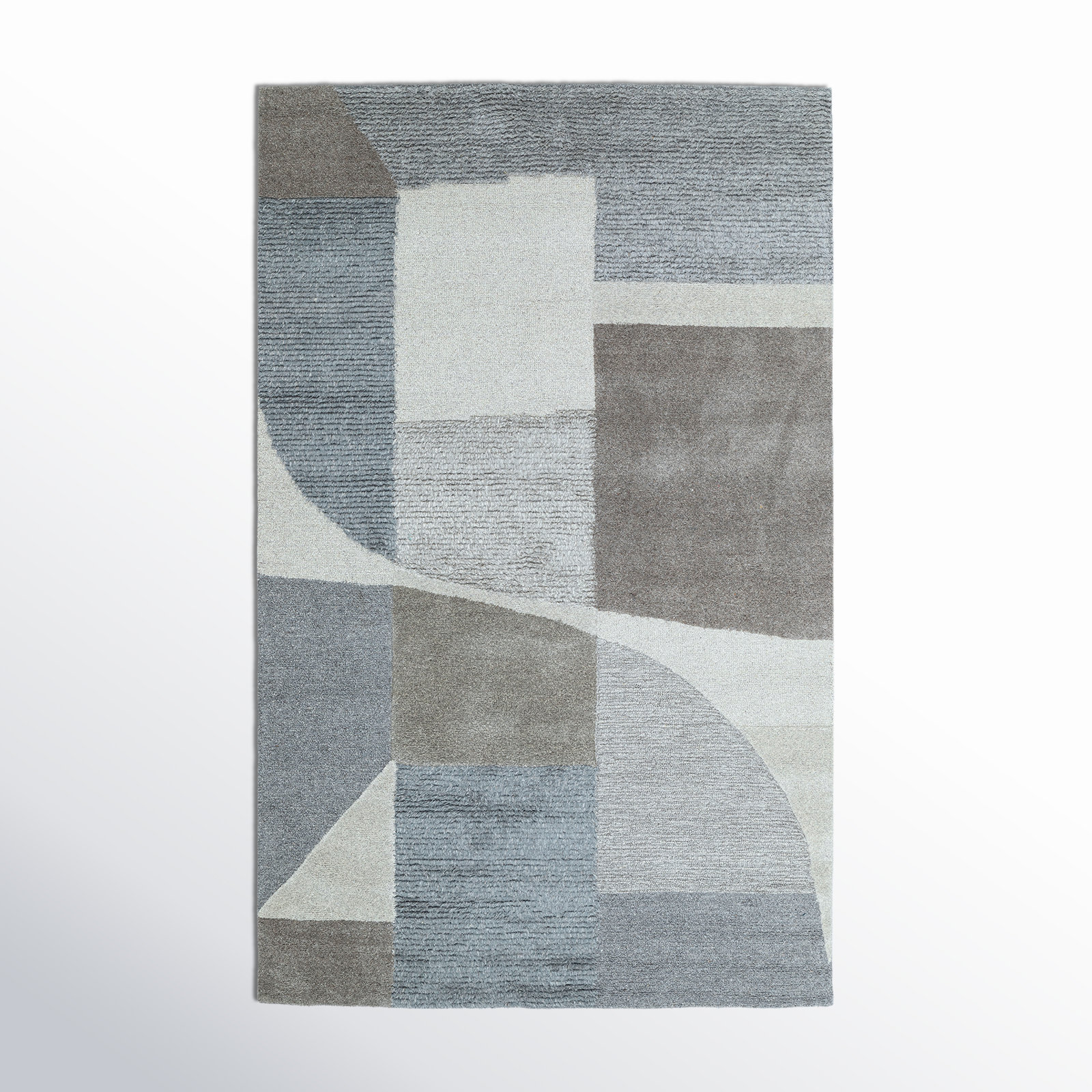 Linn Handmade Gray/Blue/Beige Rug, Rectangle 5' x 8'