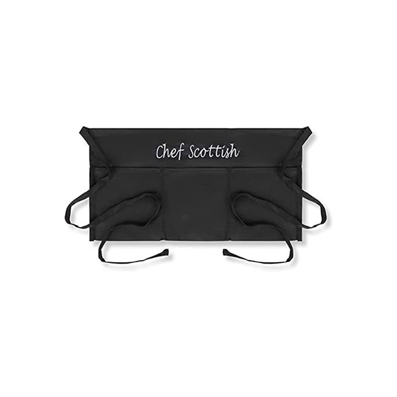 Tabliers de service personnalisés avec 3 poches - Tablier taille avec nom - Demi-tablier personnalisé, Noir, Oui