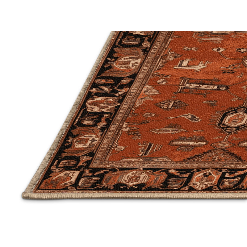 Tapis brun lavable à la machine, Carré 7 pi