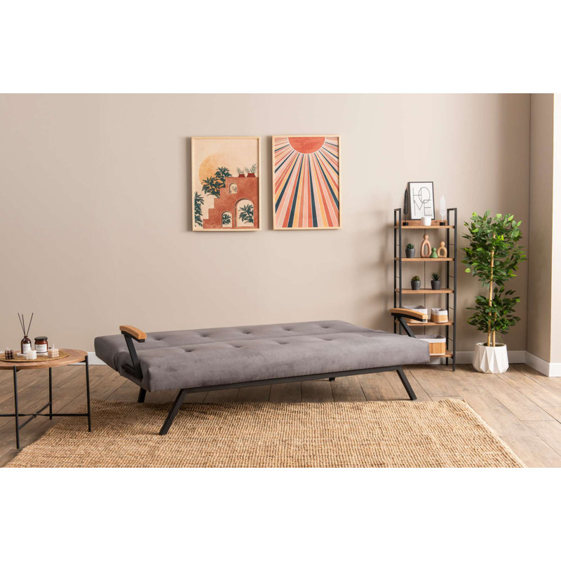 Premium 3-Seat Sofa Bed, Grey, 70.9 x 25.2 x 70.9 inches | 100% Metal Frame, 100% Polyester Fabric | Medium Hard Softness with 50 DNS Foam Cushions | Perfect for Living Room & Guest Room, Easy to Clean