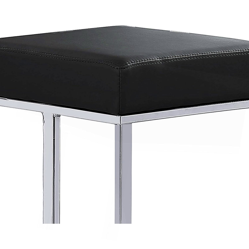 Tabourets de comptoir en métal avec dossier sans dossier en similicuir et base argentée (ensemble de 2), hauteur 25 po (63,5 cm)