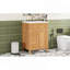 Meuble-lavabo 24 po avec lavabo, meuble-lavabo en bois avec tiroir rabattable, 2 tiroirs à fermeture en douceur, 1 porte à fermeture en douceur, bois massif et panneau de fibres à densité moyenne, poignées en bois élégantes
